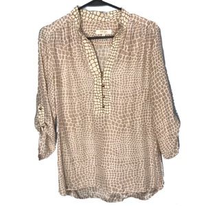 Britt Ryan Silk Giraffe Long Sleeve Blouse